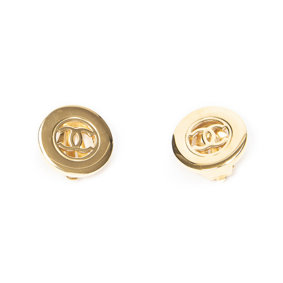 Chanel CC Round Clip On Earrings